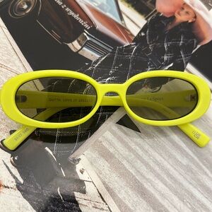 Le Specs Outta Love Sunglasses in neon green